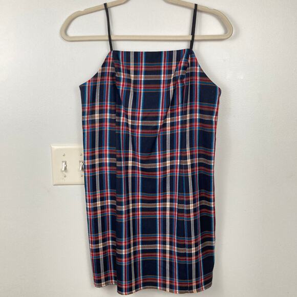 Urban Outfitters Womens S Blue & Red Plaid Slip Mini Dress Y2K Clueless Preppy - Picture 1 of 9